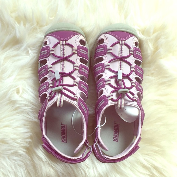 KHOMBU GIRLS LAVENDER/PURPLE VELCRO STRAPS SANDALS - Picture 2 of 8